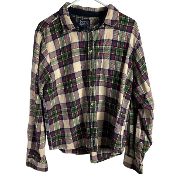 Abercrombie & Fitch Men's Multicolor Plaid Button Down Size Large 100% Cotton - Picture 1 of 9